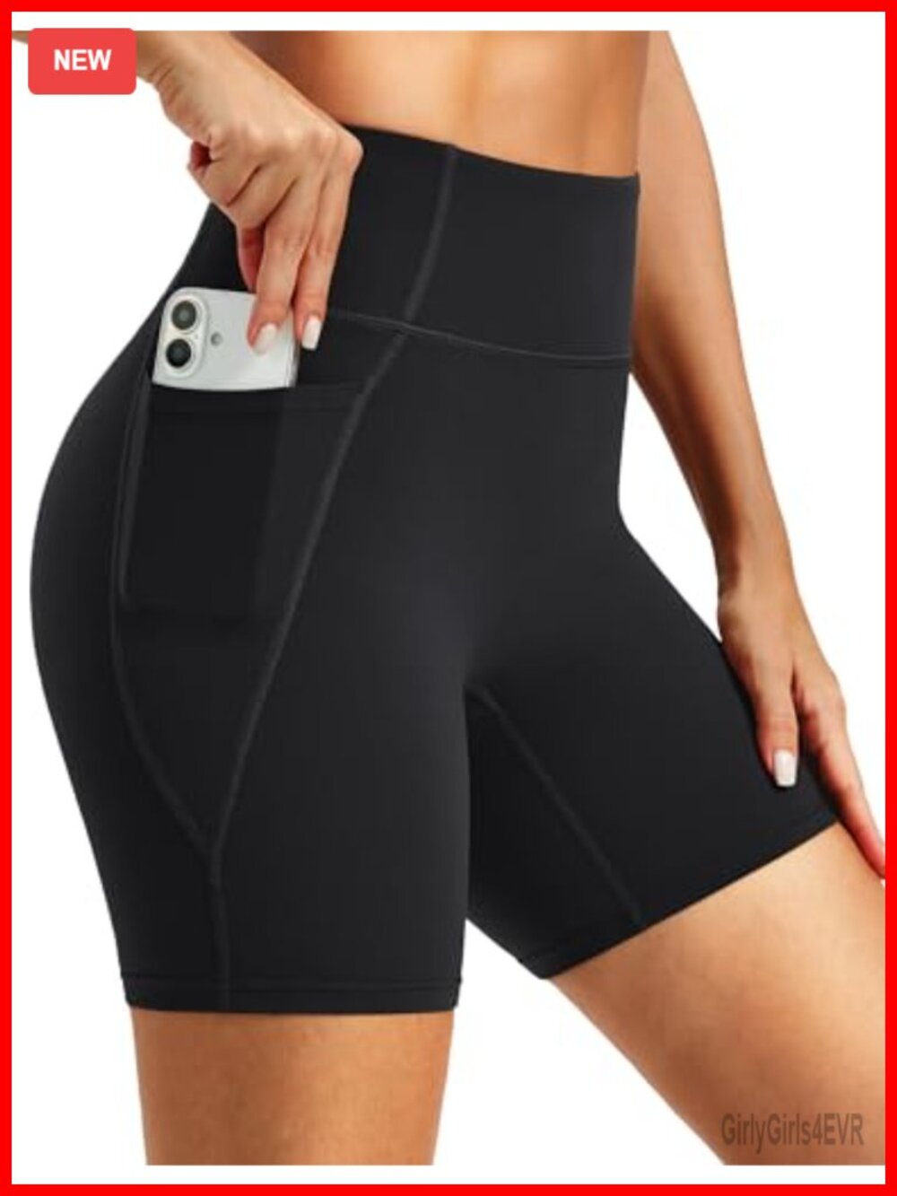 Women's 6" Biker Shorts High Waist Tummy Control Nylon Spandex 3 Pockets